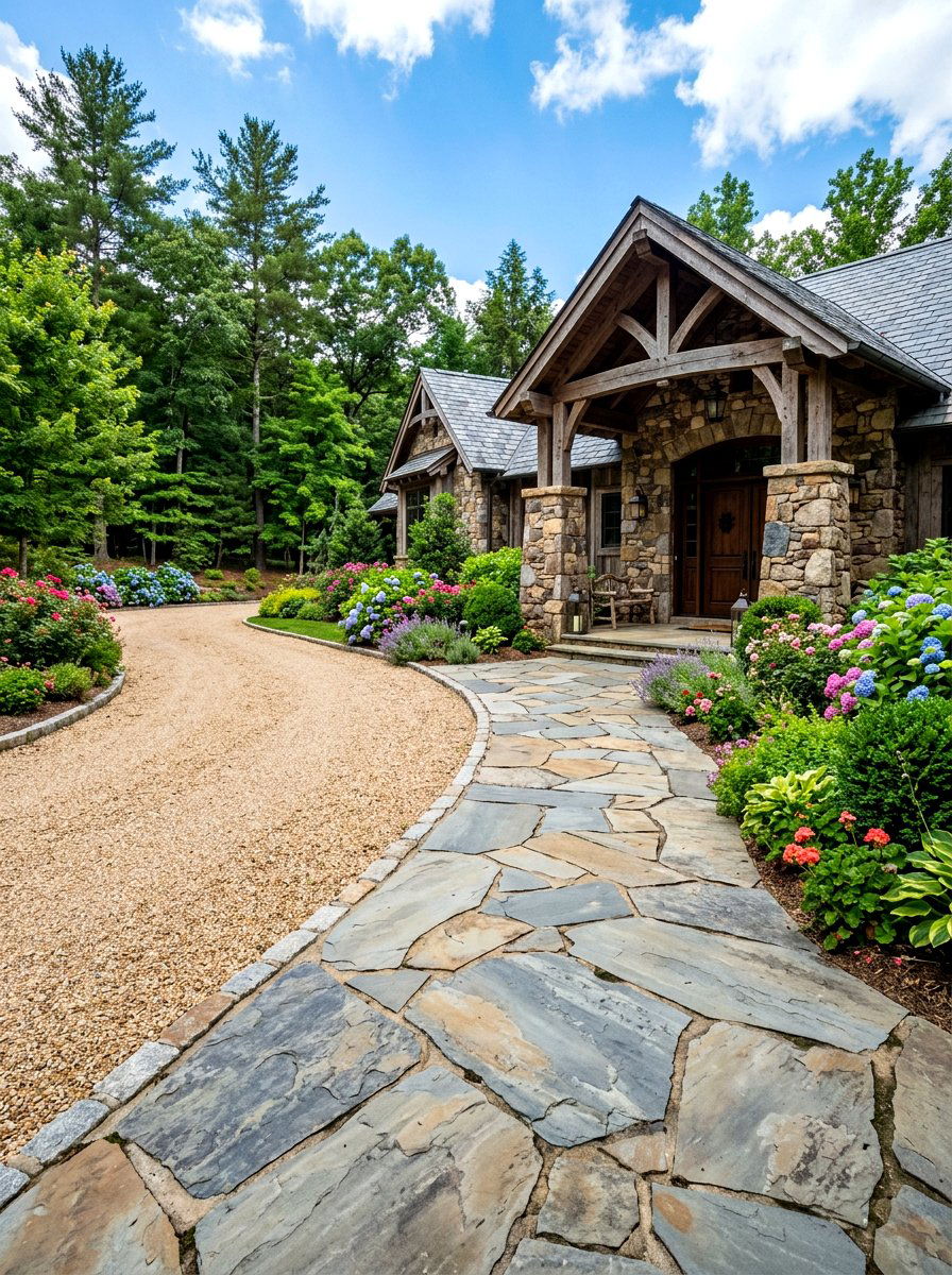 Flagstone entrance - 30 driveway entrance ideas