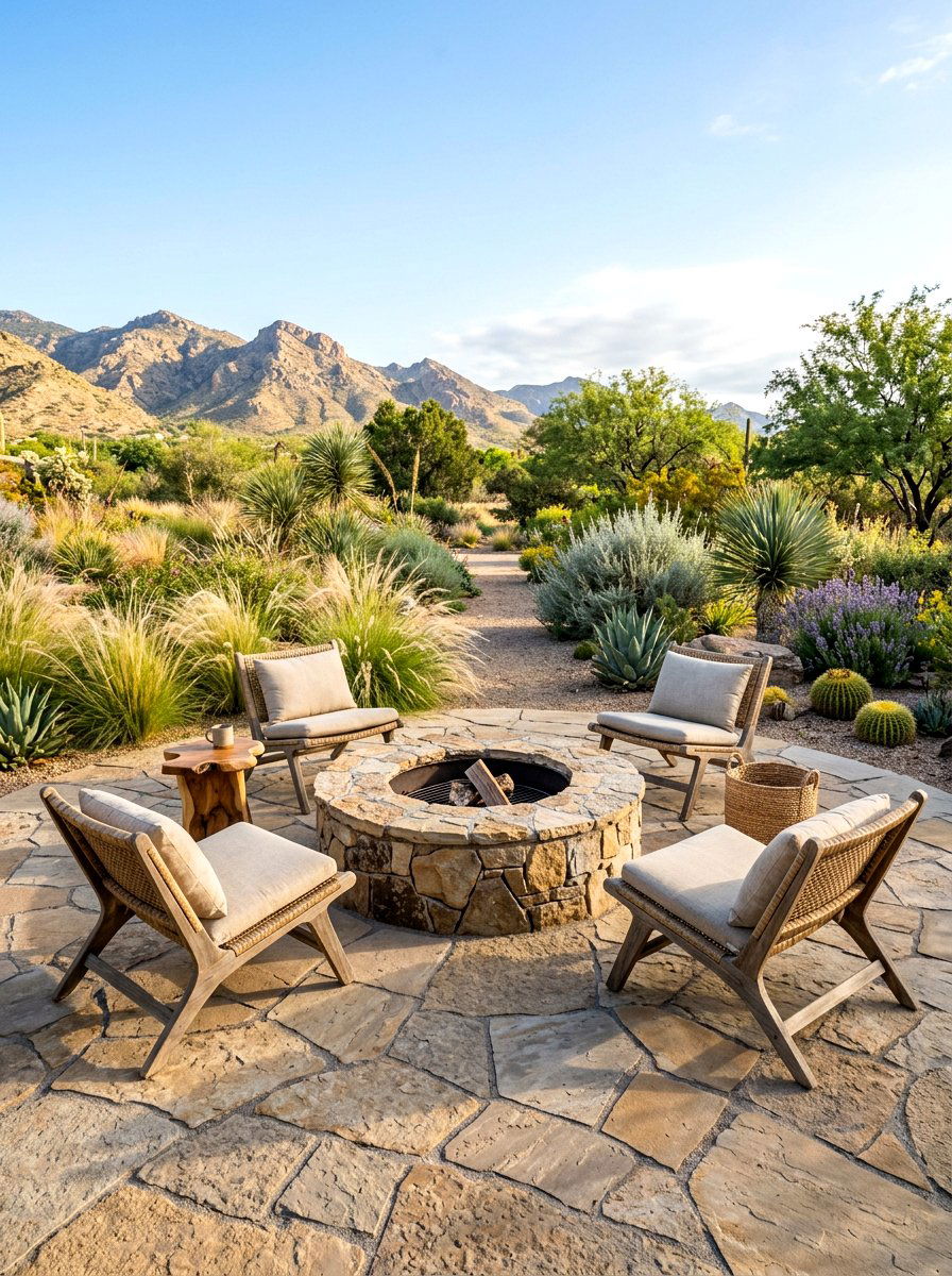 Flagstone fire pit - 30 round fire pit ideas