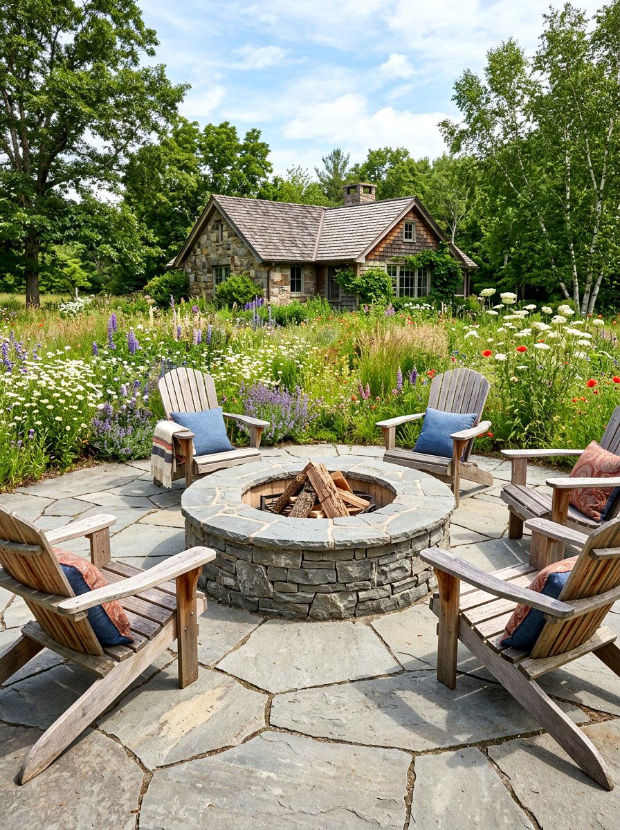 Flagstone fire pit - 30 fire pit lounge ideas