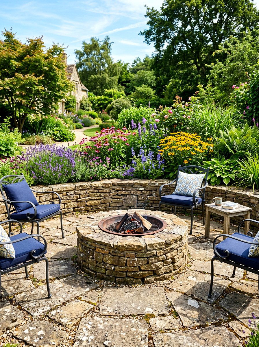 Flagstone fire pit patio - 30 fire pit ideas