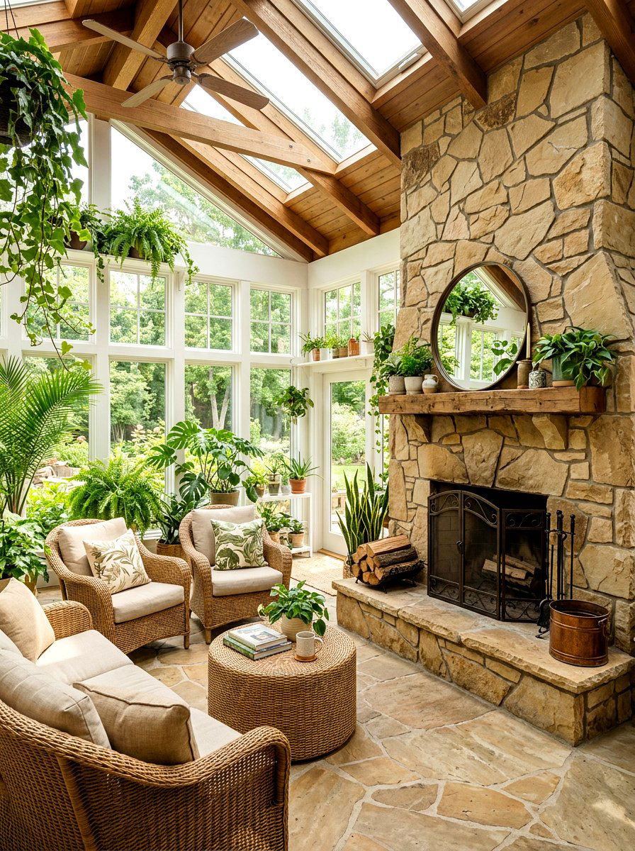 Flagstone fireplace - 30 stone fireplace ideas