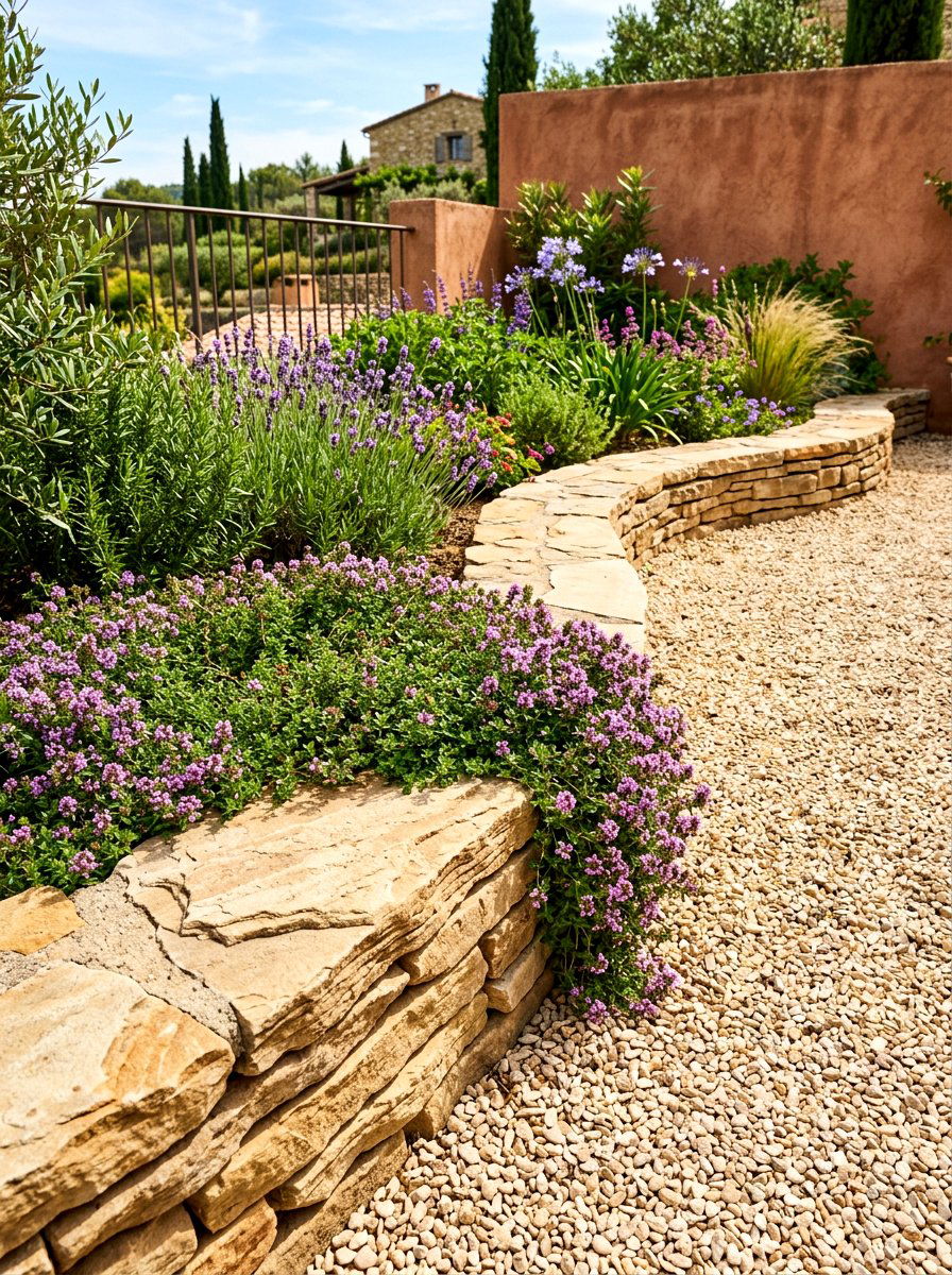 Flagstone garden border - 30 garden border ideas