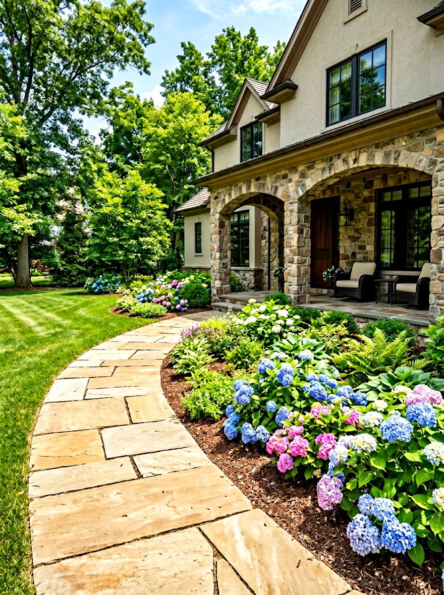 Flagstone garden border - 30 front yard edging ideas