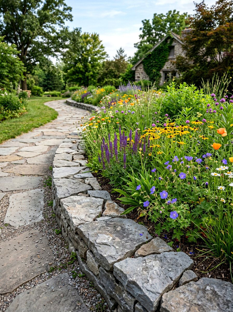 Flagstone garden edge - 30 garden edging ideas