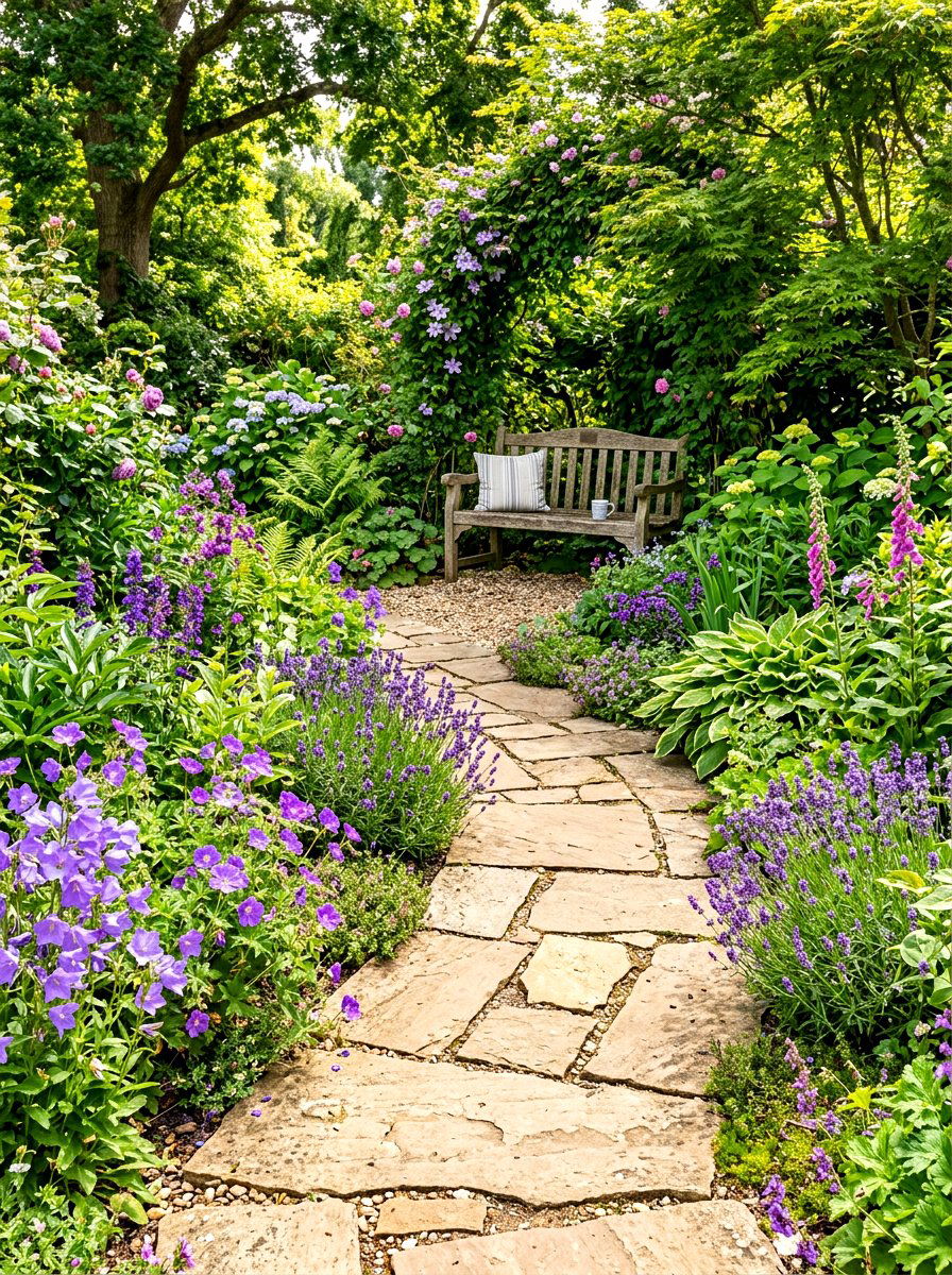 Flagstone garden path - 30 woodland path ideas