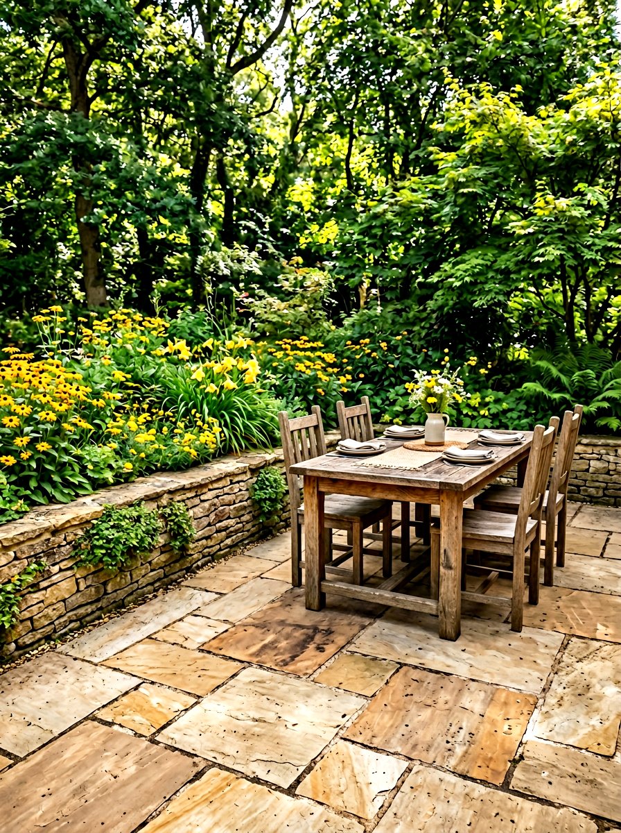 Flagstone patio corner - 30 outdoor dining nook ideas