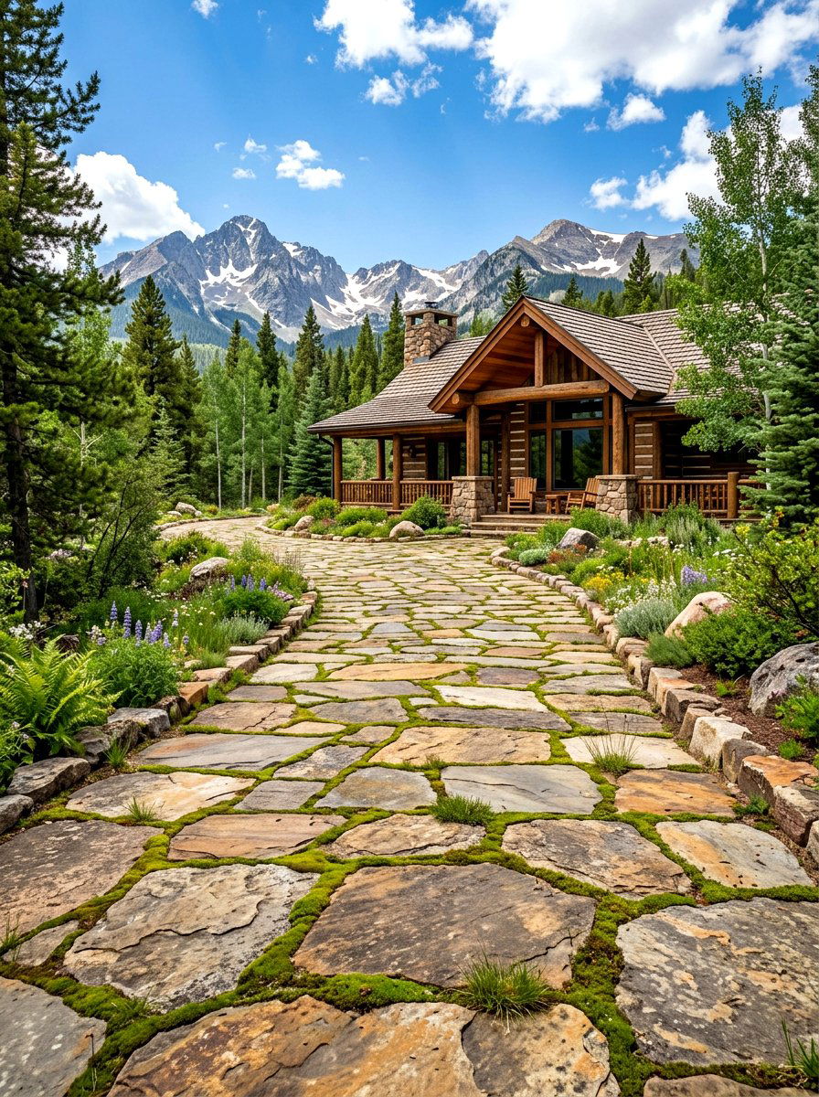 Flagstone paver driveway - 30 paver driveway ideas