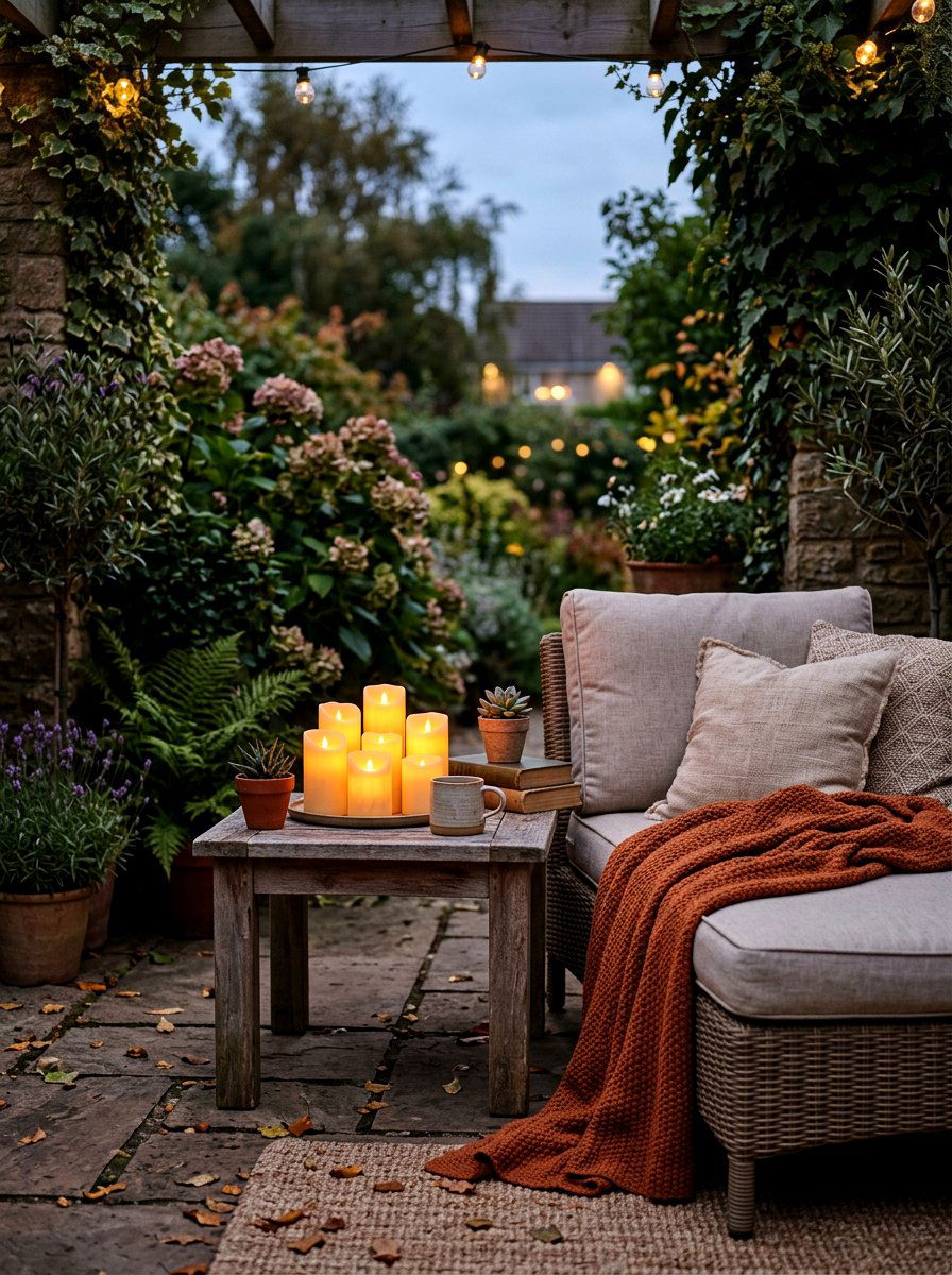 Flameless Pillar Candles - 30 no harsh light patio ideas