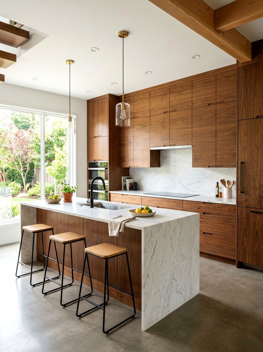 Flat Panel Walnut Kitchen - 30 walnut kitchen cabinet ideas