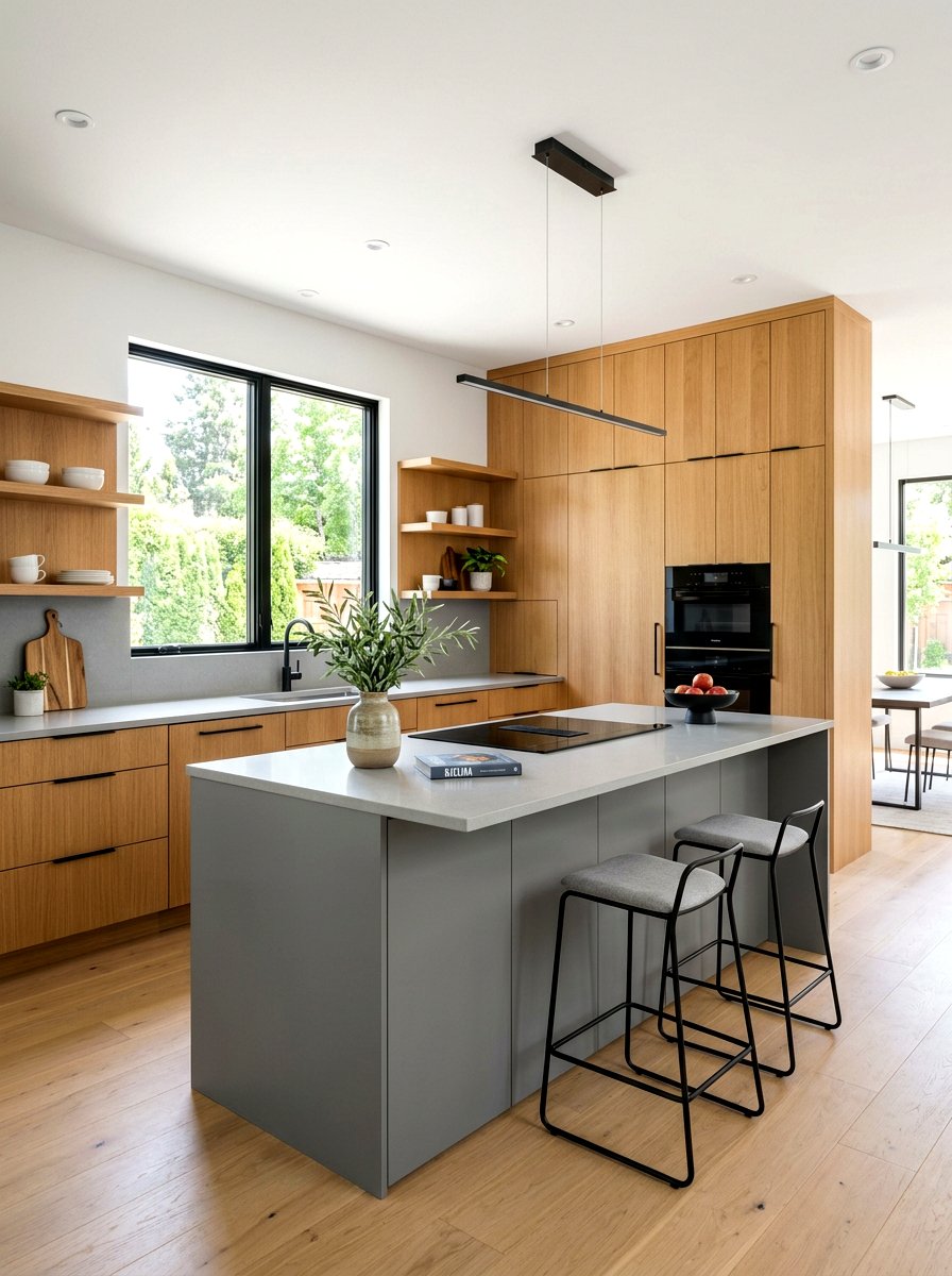 Flat Panel Wood Kitchen - 30 warm wood cabinet kitchen ideas
