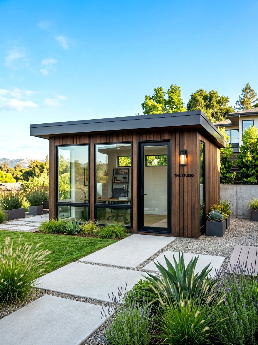 Flat Roof Modern Shed - 30 backyard studio shed ideas
