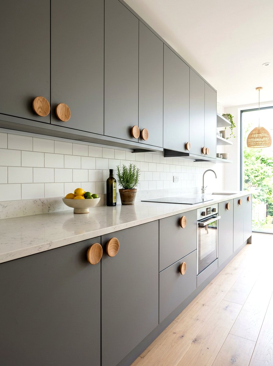 Flat disk wood knob - 30 wood knob kitchen ideas