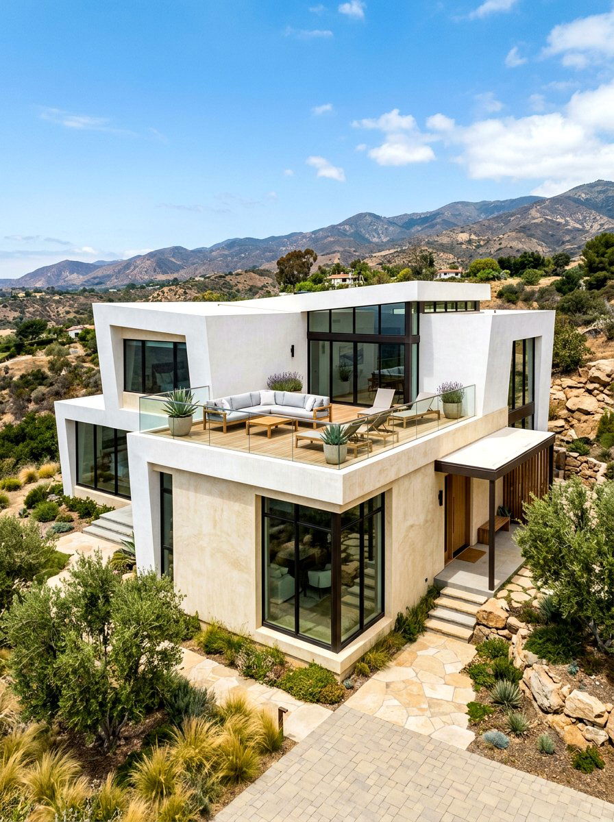 Flat roof clay stucco house - 30 clay stucco exterior ideas