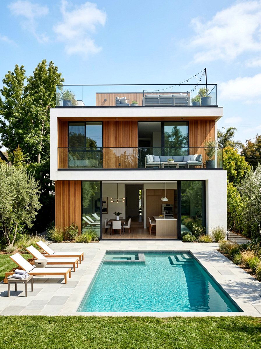 Flat roof house exterior - 30 two story house exterior ideas