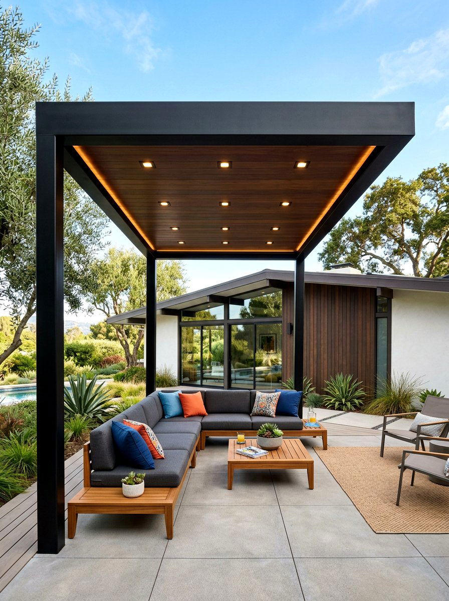 Flat roof metal patio cover - 30 metal patio cover ideas