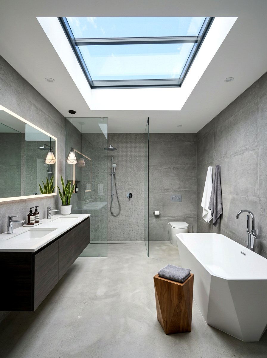 Flat roof skylight - 30 bathroom skylight ideas