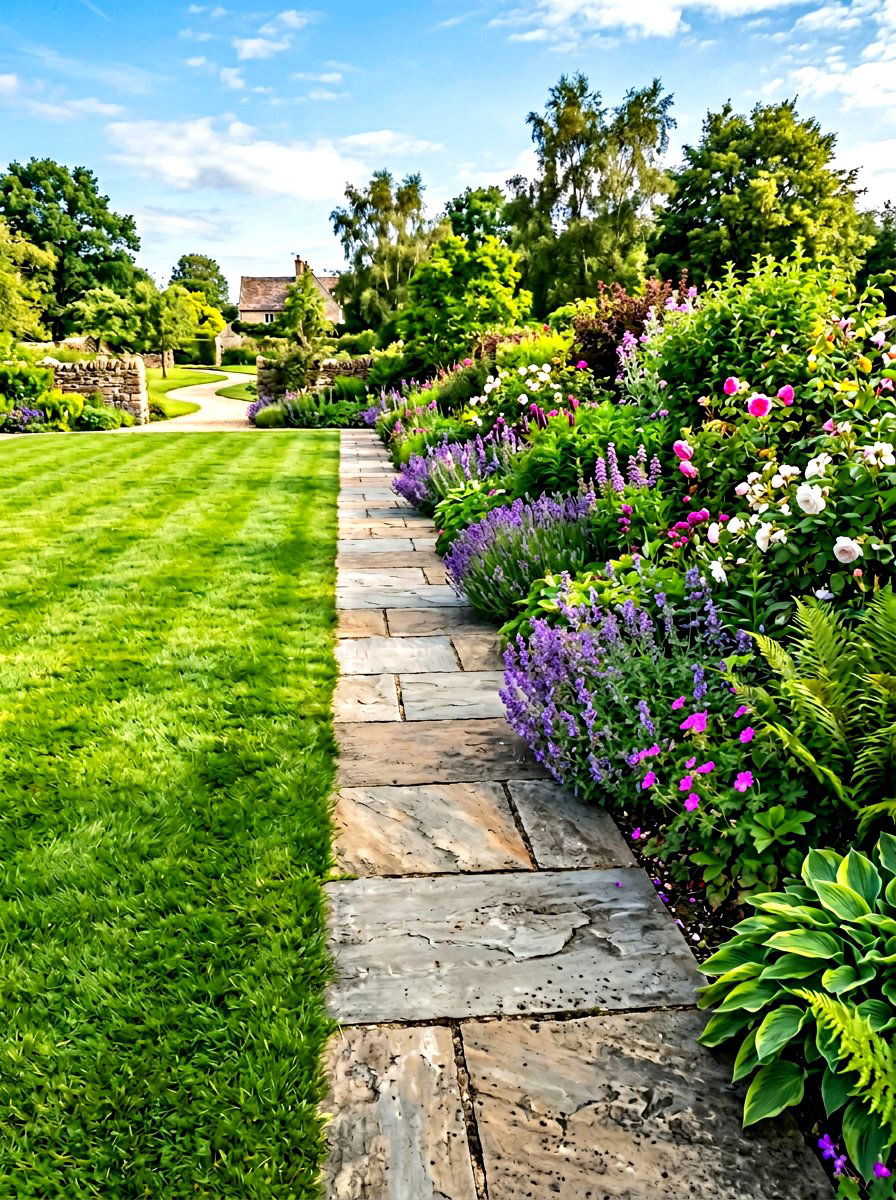 Flat stone borders - 30 lawn edging ideas