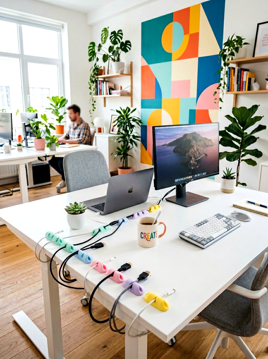 Flexible Silicone Cable Holders - 30 office cable management ideas