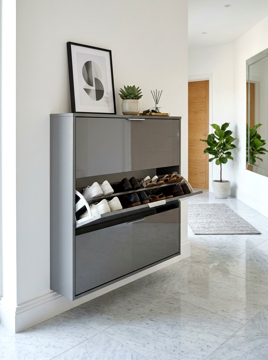 Flip Down Shoe Storage - 30 slim foyer storage ideas