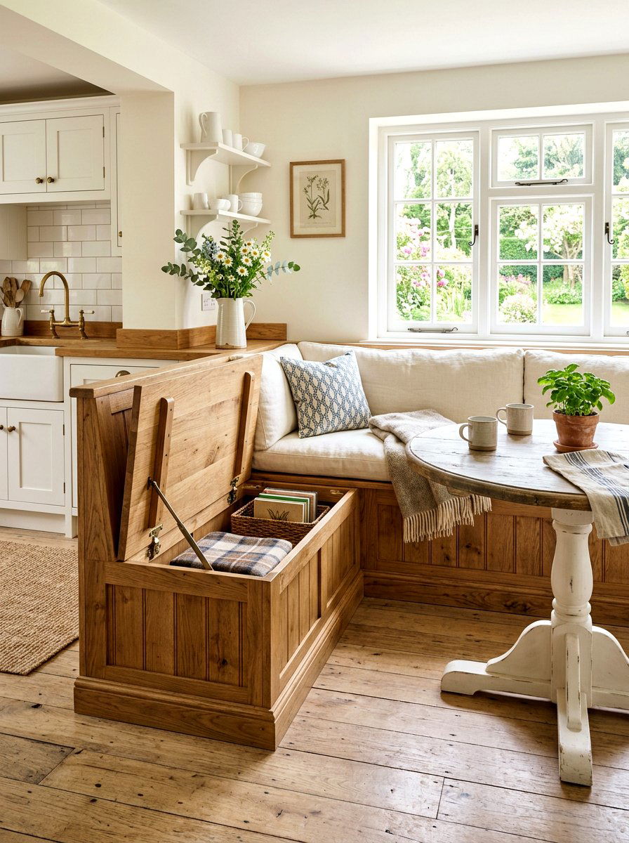 Flip Top Bench Storage - 30 kitchen banquette storage ideas