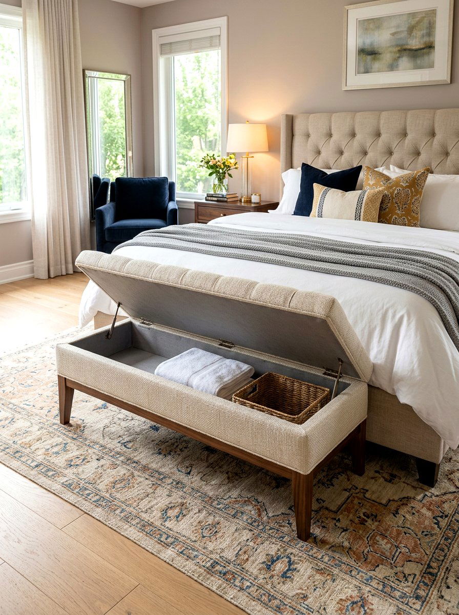 Flip Top Laundry Bench - 30 hidden hamper ideas