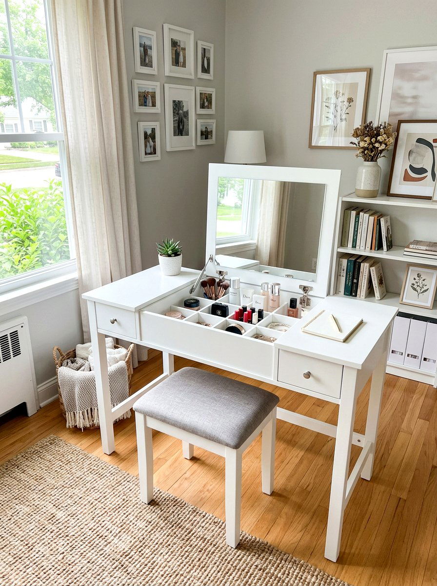Flip Top Mirror Vanity - 30 makeup vanity ideas