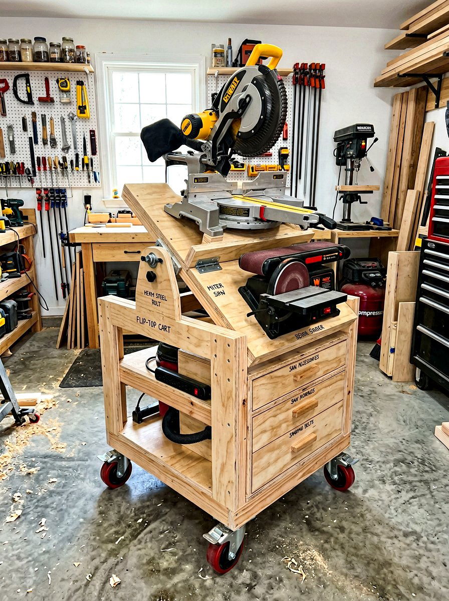 Flip Top Tool Stand - 30 garage workbench ideas