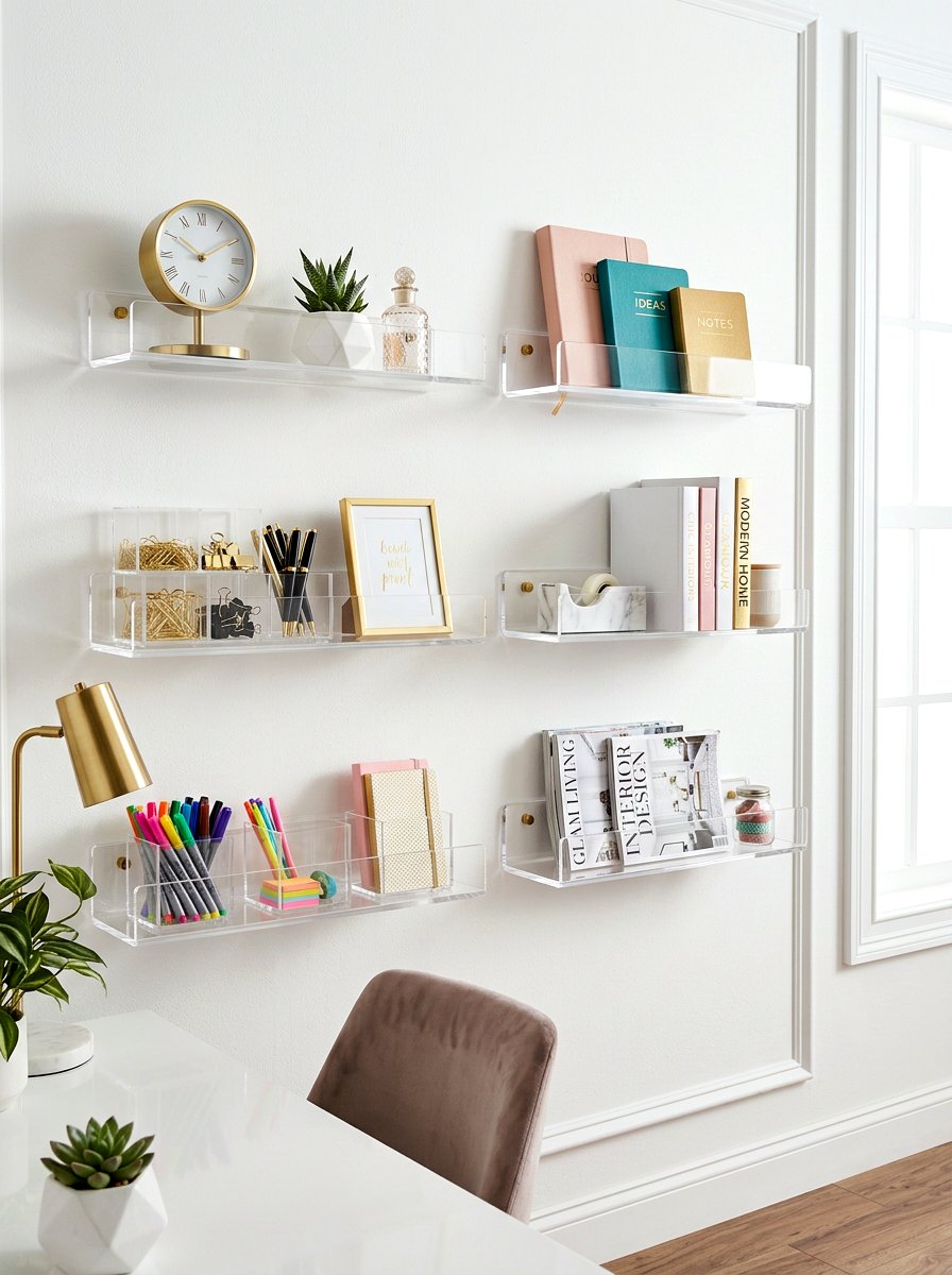 Floating Acrylic Shelf Layout - 30 family command center ideas