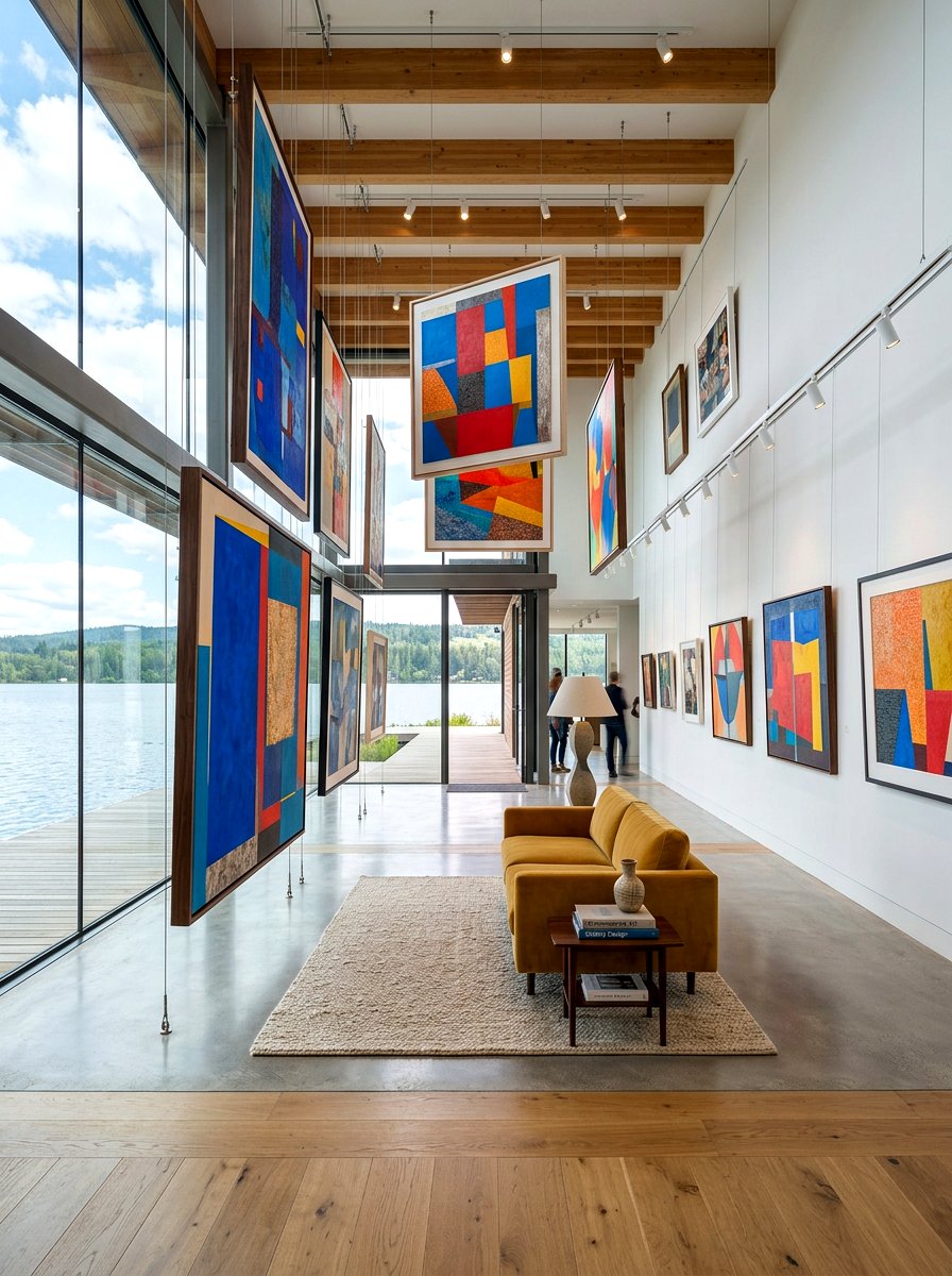 Floating Art Gallery - 30 room divider apartment aesthetic ideas