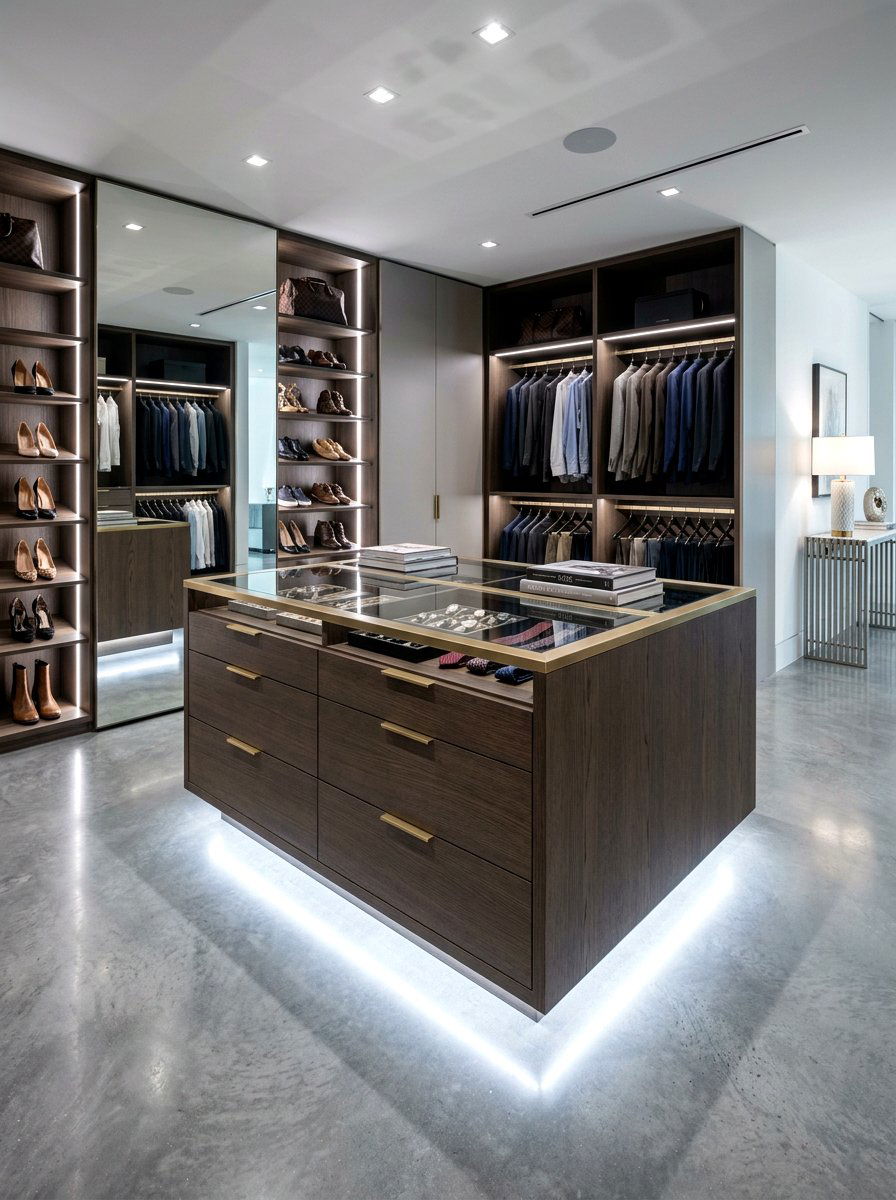 Floating Base Closet Island - 30 closet island ideas