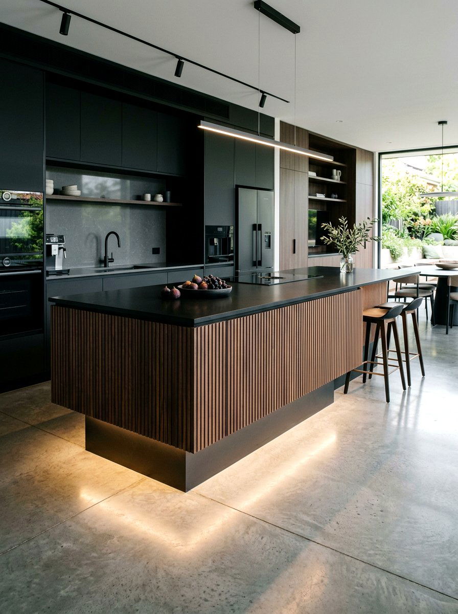 Floating Base Reeded Kitchen Island - 30 reeded wood kitchen island ideas