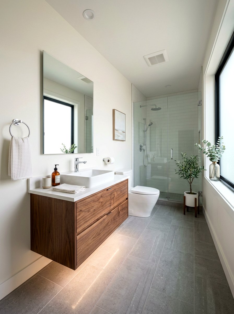 Floating Bathroom Vanity - 30 guest bathroom ideas