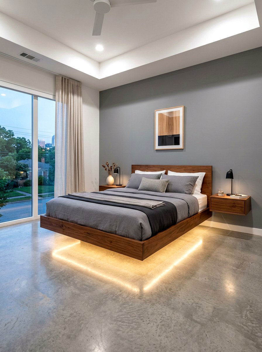Floating Bed Frame - 30 sanctuary bedroom ideas