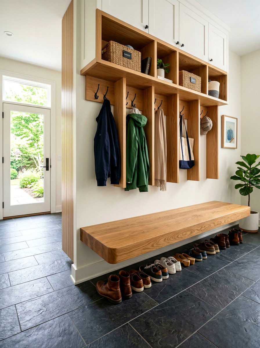Floating Bench Mudroom Locker Wall - 30 mudroom locker wall ideas