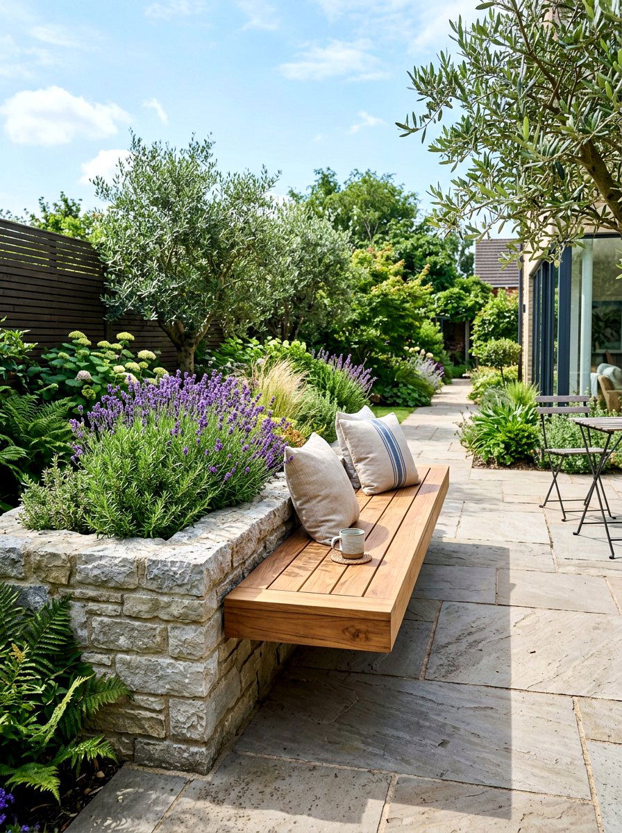 Floating Bench Planter Design - 30 modern flower bed ideas