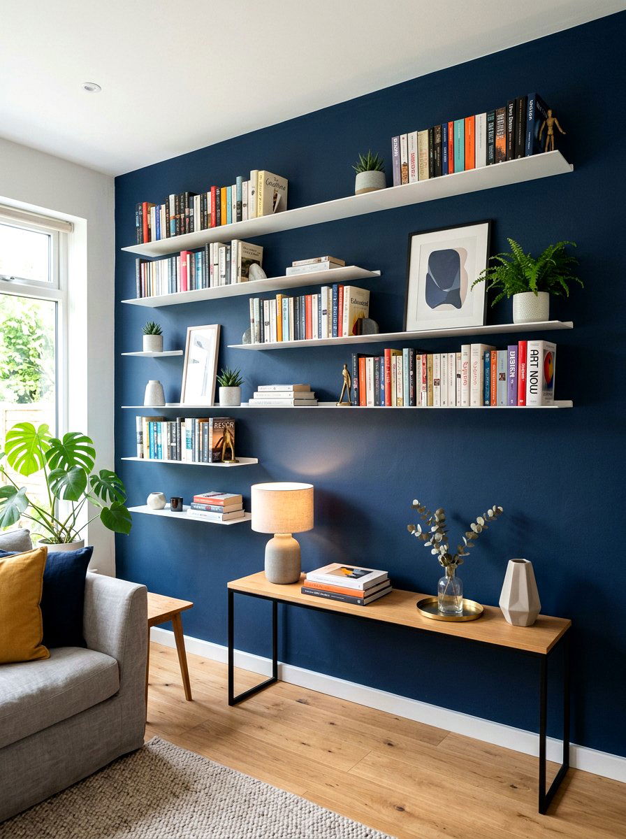 Floating Book Shelves - 30 book filled room ideas