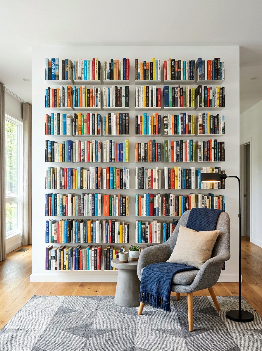 Floating Bookshelf Wall - 30 TikTok living room decor ideas