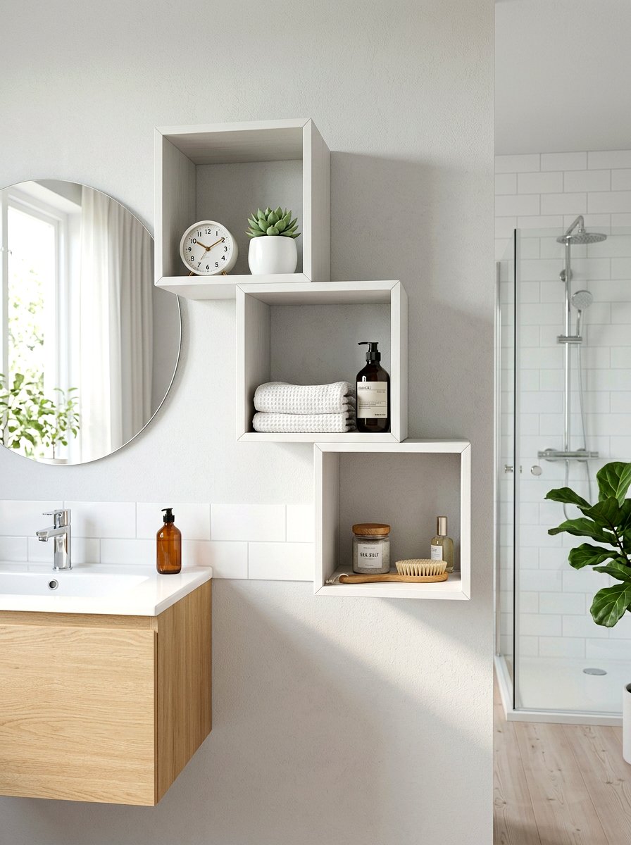 Floating Box Bathroom Shelf - 30 bathroom shelf decor ideas