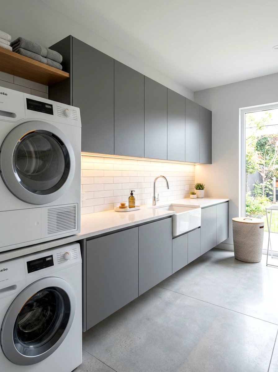 Floating Cabinet Storage - 30 laundry room wall decor ideas