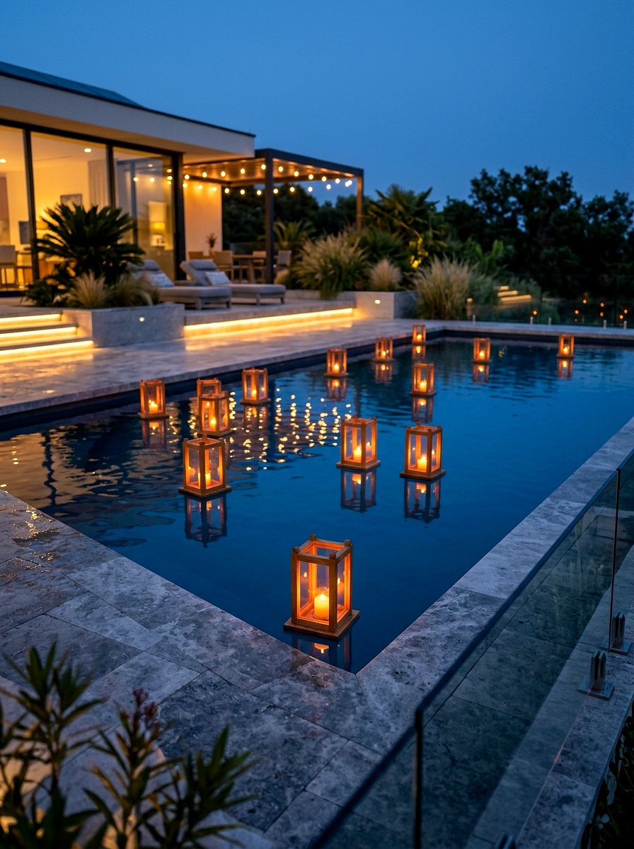 Floating Candle Lantern - 30 pool party decor ideas