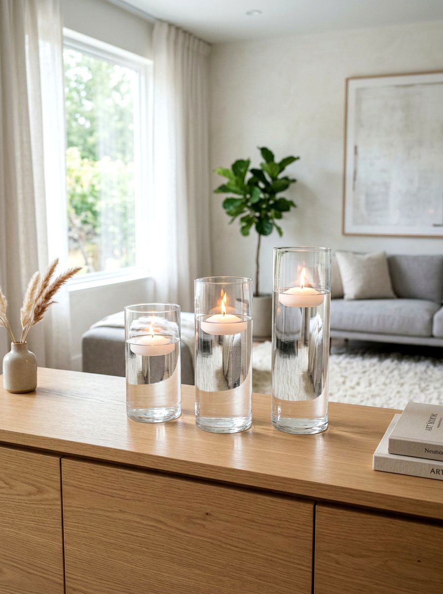 Floating Candles In Glass Cylinders - 30 candle decor ideas