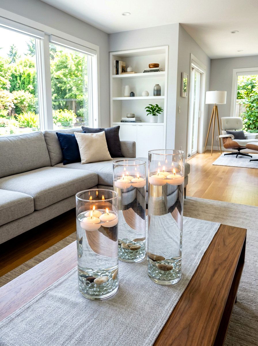 Floating Candles In Glass Cylinders - 30 candle centerpiece ideas