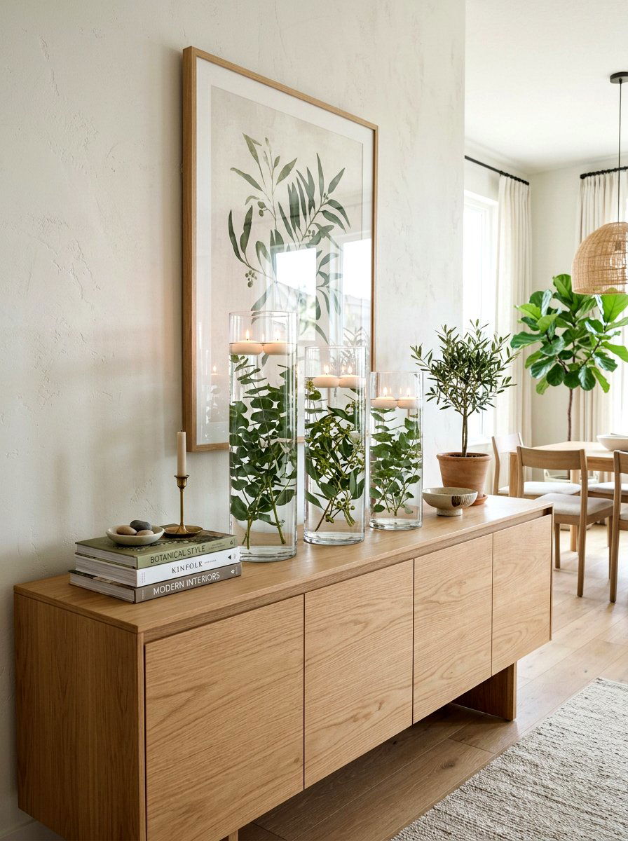 Floating Candles With Greenery Stems - 30 candle decor ideas