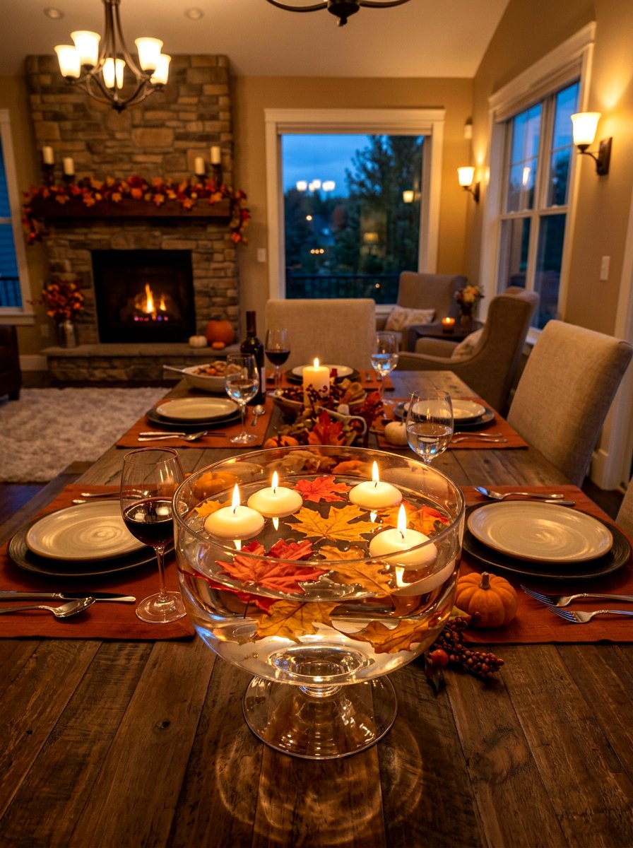 Floating Candles - 30 autumn centerpiece bowl ideas