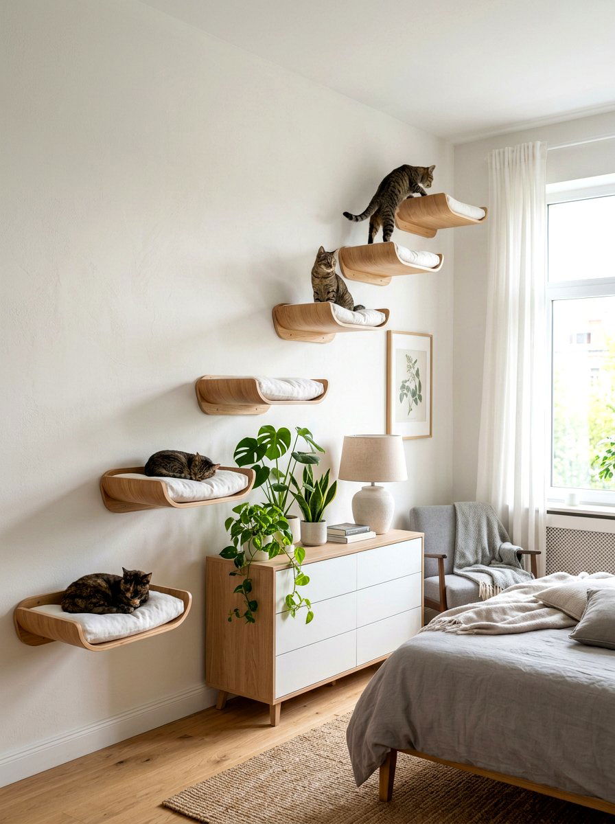 Floating Cat Bed Wall - 30 cat room ideas