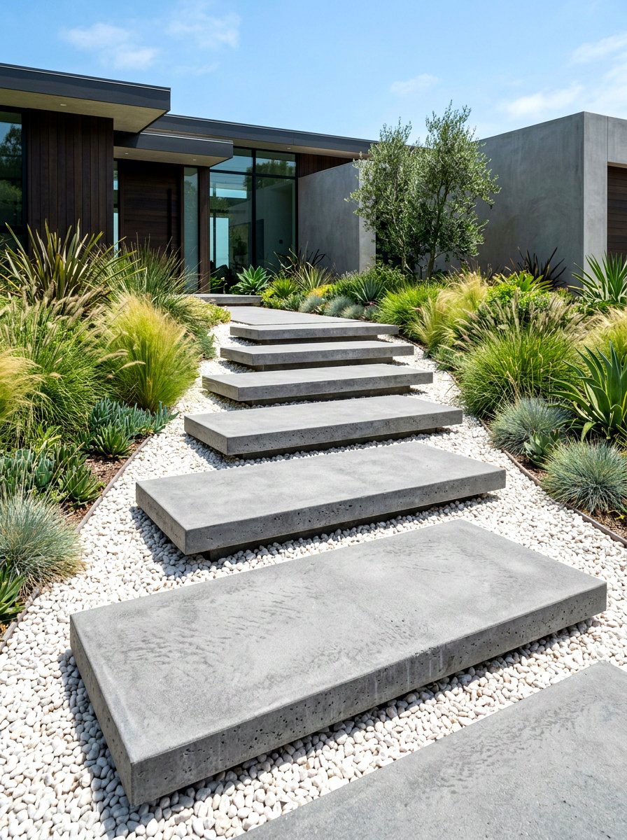 Floating Concrete Step - 30 hillside landscaping ideas