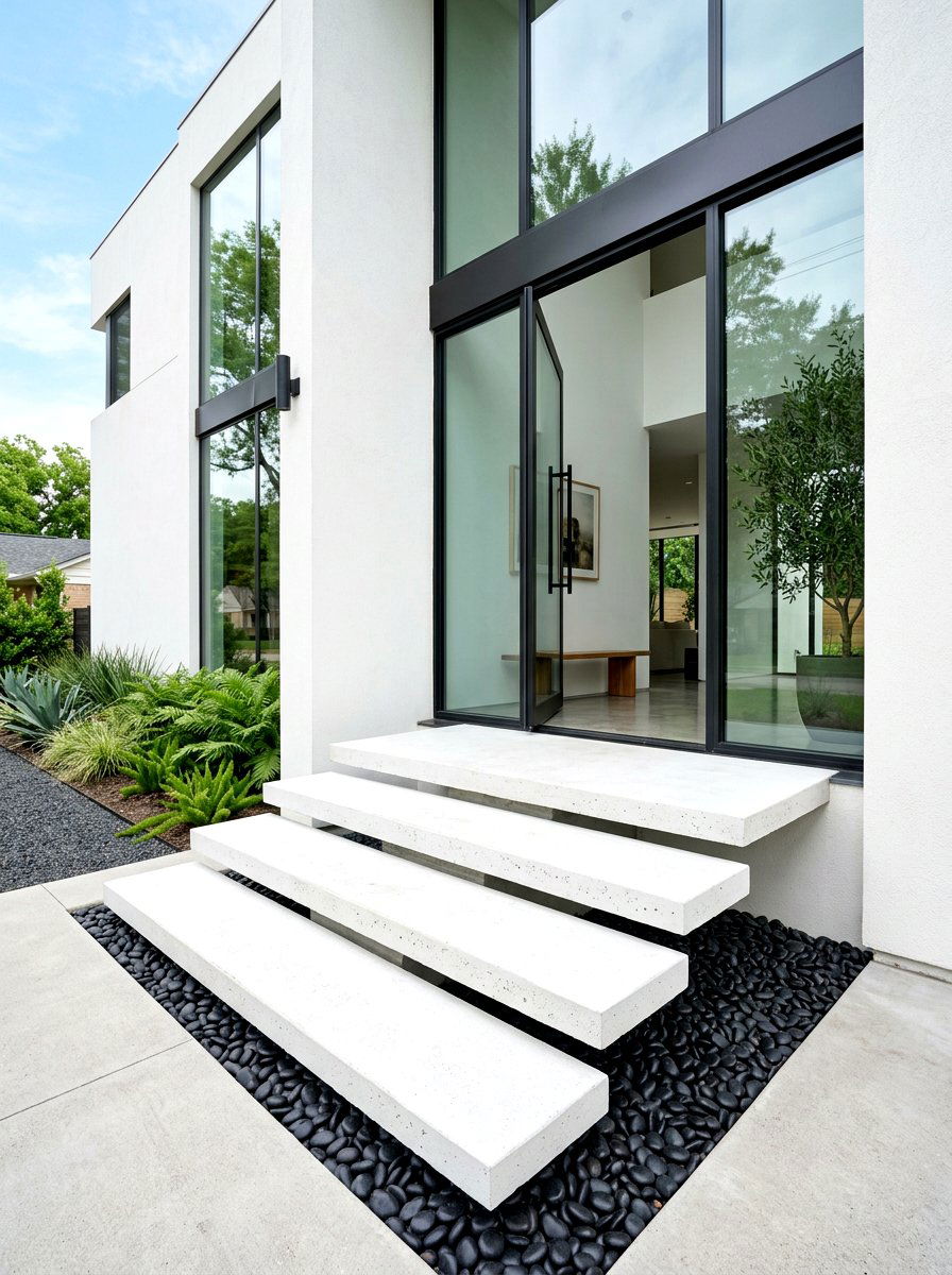 Floating Concrete Steps - 30 stepping stone walkway ideas