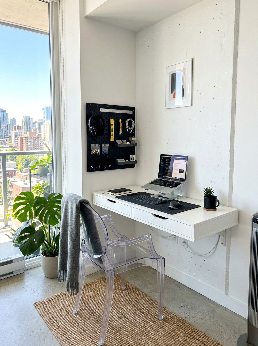 Floating Corner Desk - 30 cozy apartment corner ideas