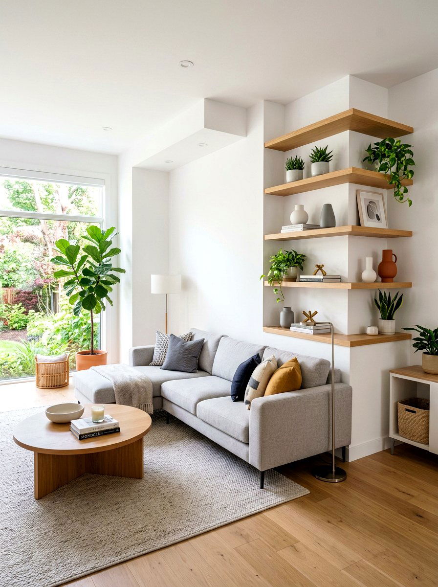 Floating Corner Shelf - 30 corner bookshelf ideas