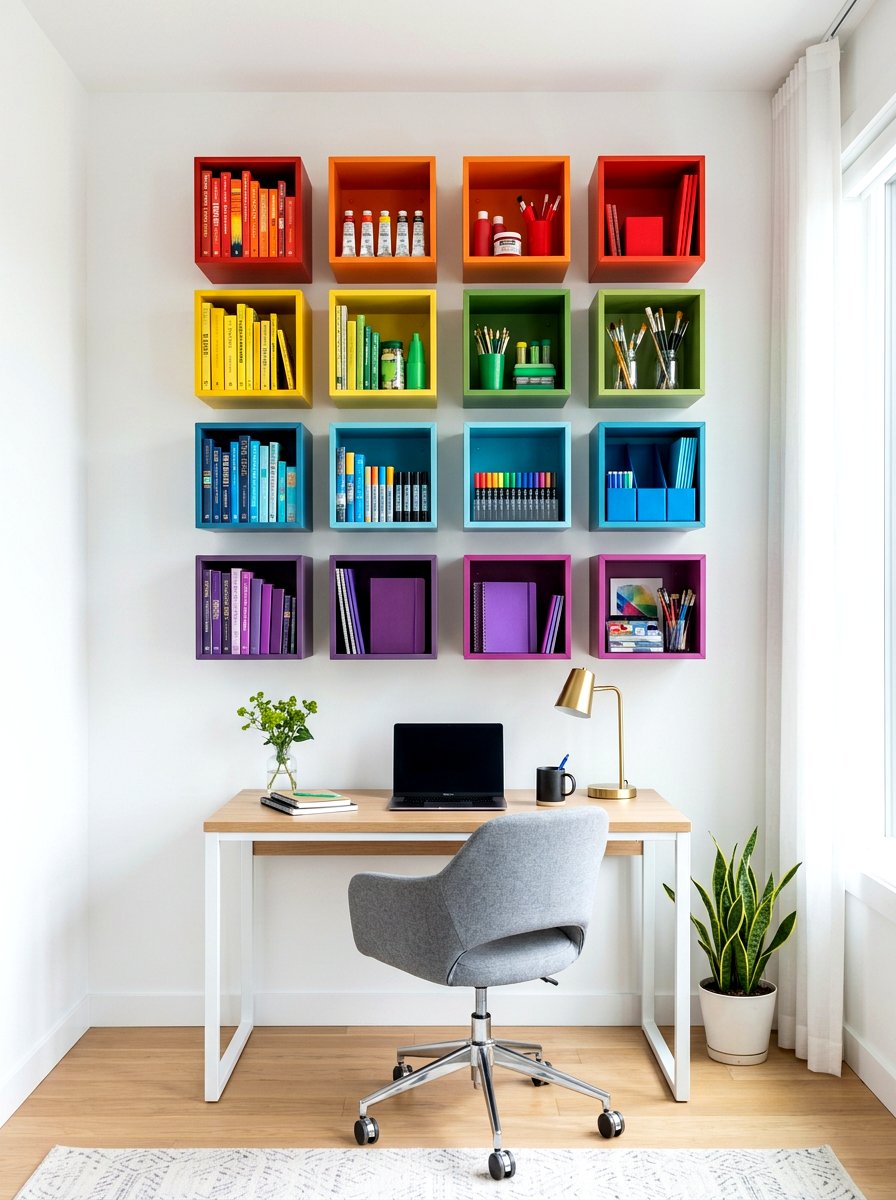 Floating Cube Storage - 30 kids desk wall ideas